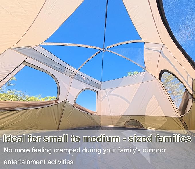 Vidalido Tents，8-10 Person Camping Tent with Extended Vestibule，2 Room Weather Resistant Family Tents，Easy Install Waterproof Outdoor Tent for Camping Hiking