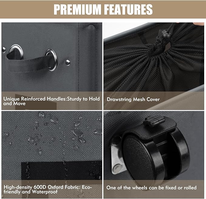 DOKEHOM 25-Inches Slim Laundry Basket on Wheels, Collapsible Rolling Laundry Hamper, Foldable Narrow Corner Clothes Storage Bins (Dark Grey)