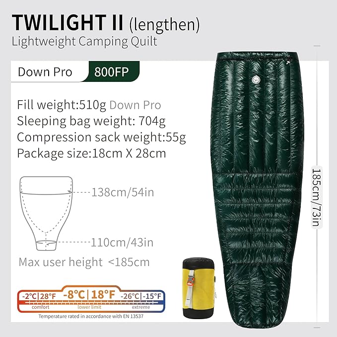 AEGISMAX WIND HARD Twilight 0 Degree 800FP Down Sleeping Bag Ultralight Outdoor Camping Hiking Sleeping Bag for Men & Women