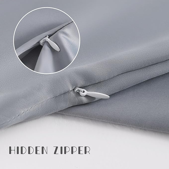 NTBAY Zippered Silk Satin Toddler Pillowcases - 2 Pack Hidden Zipper 13x18 Pillowcases - Luxury and Silky Baby Travel Pillow Covers, Silver Grey