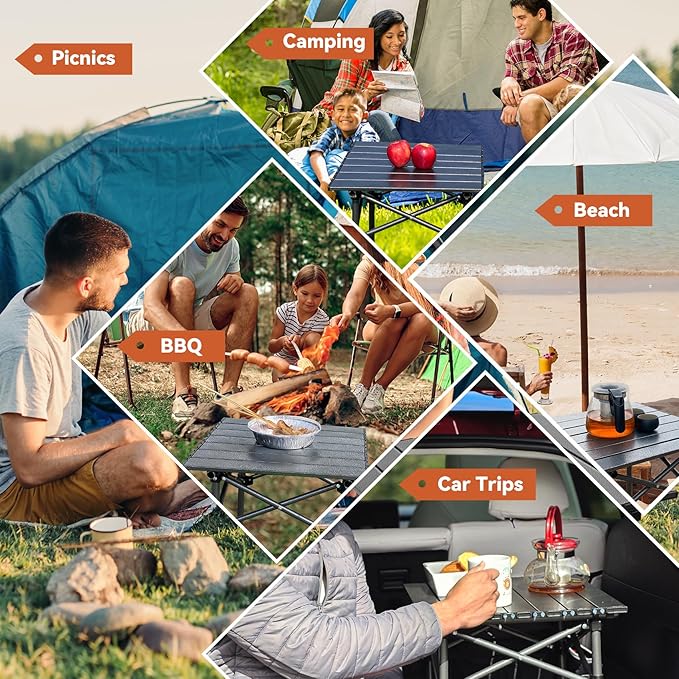Opliy Portable Folding Camping Table for 2-4 Persons Aluminum Collapsible Table Lightweight with Carry Bag for Camping, Hiking, Picnics, BBQ, Beach Trips & Tailgating
