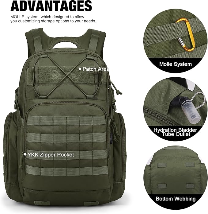 Mardingtop Military Tactical Backpack for Men 40L Molle Rucksack Assault Pack EDC Daypack for Hiking,Travel,Camping, Hunting