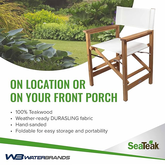 SeaTeak Director's Chair | with DURASLING Fabric Seat Cover | Foldable Director’s Chair