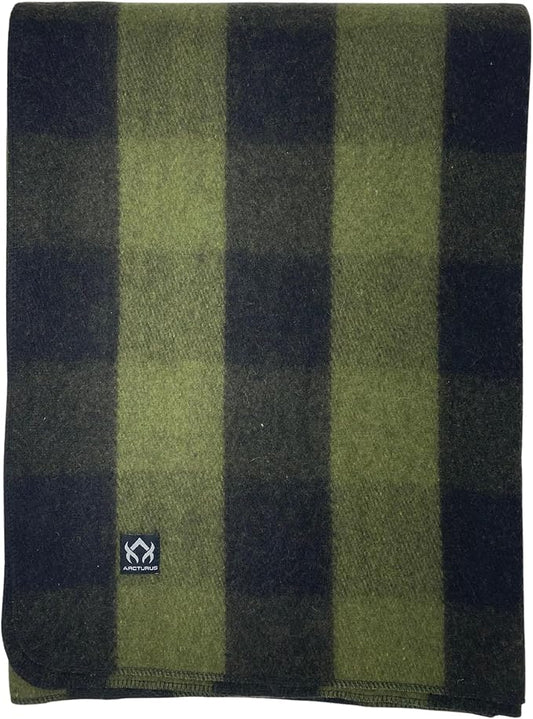 Arcturus Plaid Wool Blankets - 4.5lbs Warm, Heavy, Washable, Large | Great for Camping, Outdoors, Sporting Events, or Home
