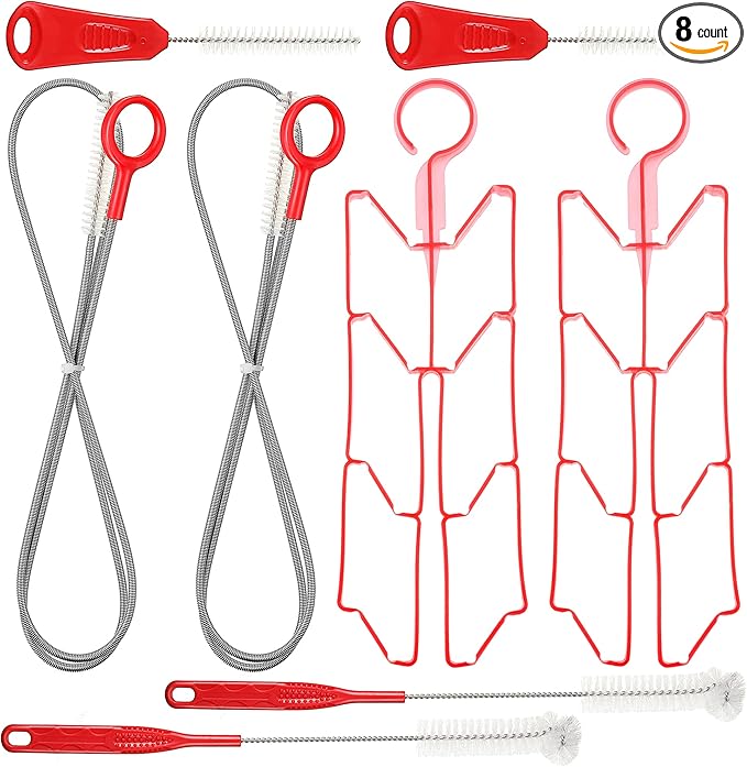 Patelai 2 Set 8 in 1 Hydration Bladder Cleaning Kit Includes 3 Different Brushes and Drying Collapsible Bladder Frame, Water Reservoir Backpack Cleaning Kit