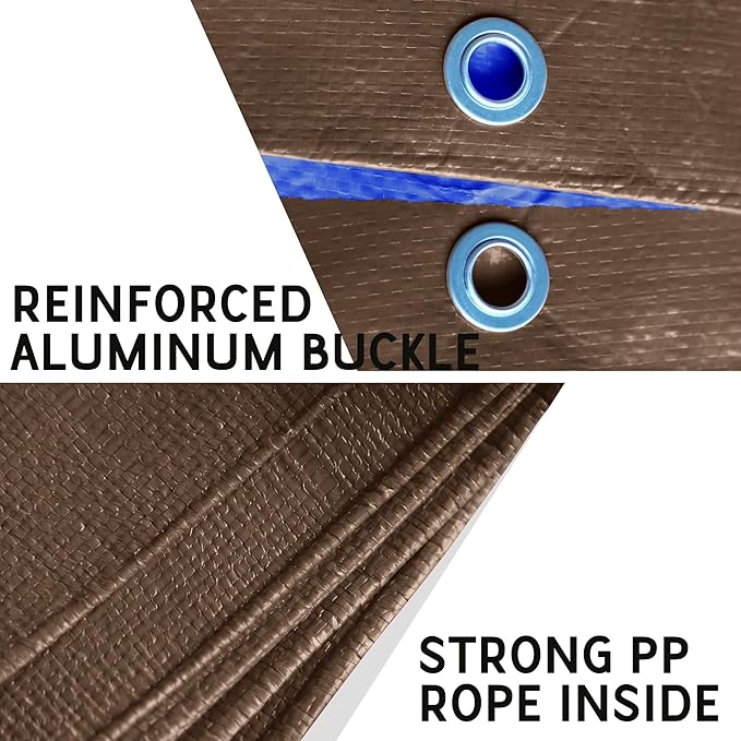 STARPYNG-7 Mil Brown/Blue 16x20 Feet Tarp-Multifunctional Waterproof Tarpaulin-Waterproof, UV Resistant, Rip and Tear Resistant, Poly Tarpaulin with Reinforced Edges for Cover