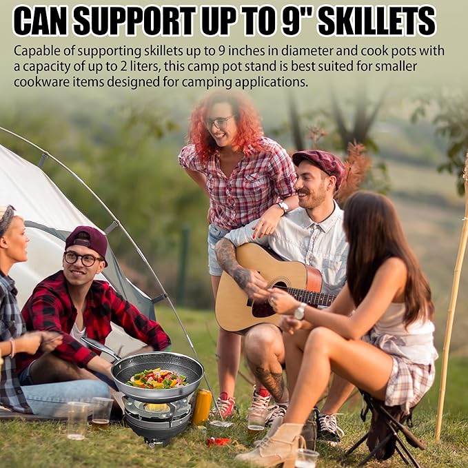 TonGass Camping Stoves Pot Support Compatible with Jetboil Stove Pots Support Stainless Steel Portable Camp Pot Stand for Jetboil Burner Replacement, Can Accommodate Up to 9" Skillets or 2L Cook Pots