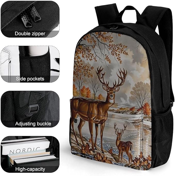 Adults Lightweight Tree Camouflage Deer Shoulder Book Bags Big Capacity Shoulder Bag With Adjustable Shoulder Straps for Trekking Work Walking Cycling