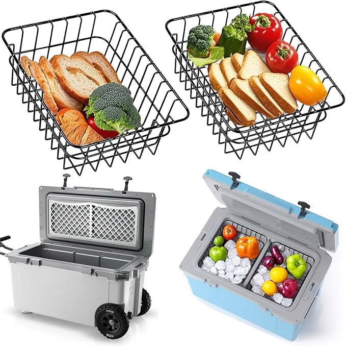 2-Pack Cooler Basket for RTIC 52&72QT Ultra-Light Coolers, Compatible with Coleman 54QT Steel Belted Coolers, Keep Smaller Items Dry-Goods Basket, Compatible with Rtic Ice, RTIC Cooler Accessories etc