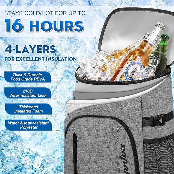 Capolo Cooler Backpack for Men Women Insulated Backpack Cooler Leak Proof Thermal Bag Beverage Soft Cooler Bag Lunch Backpack for Camping 30/45 Cans