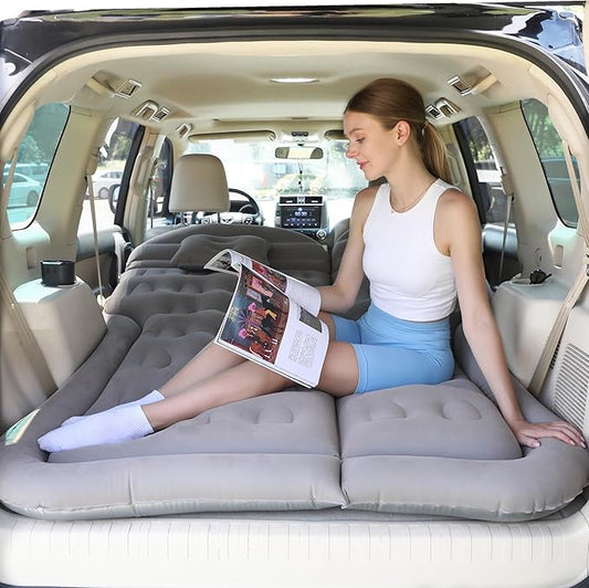 SUV Air Mattress for Car Camping, Inflatable 5.5 Inch Thickened Car Air Bed Mattress, Adjustable Independent Air Mattress with Air Pump for Small/Mid SUV, Minivan, Truck | 400 lb Capacity