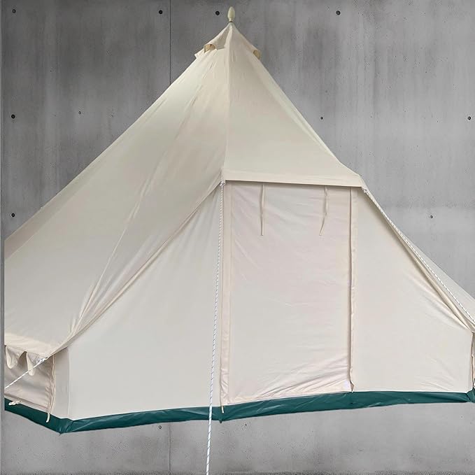 AM&HAIBEI 19.68×13.1ft Canvas Bell Tent for Glamping, 4-Season Yurt with Porch, Heavy Cotton Canvas Design for Outdoor Living