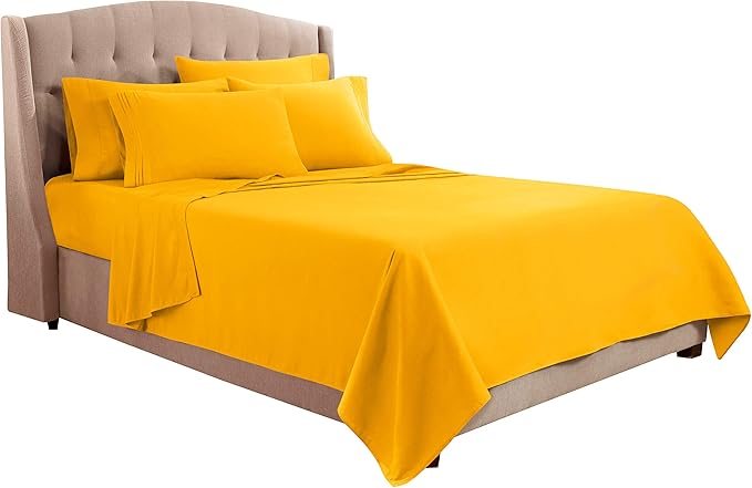 Clara Clark Twin XL Sheets, 5 Piece Set - Hotel Luxury Bed Sheets, Super Soft Bedding Set, Twin XL Size, Yellow