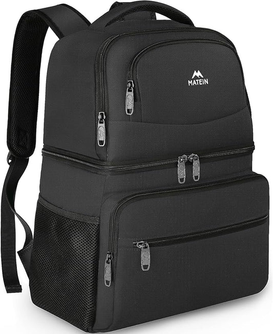 MATEIN Cooler Backpack, 26 Cans Insulated Lunch Backpack for Men Women, Leakproof Double Layer Lunch Cooler Bag Lightweight Soft Lunch Backpack with Cooler Compartment, Beach Camping Hiking Beer Gifts
