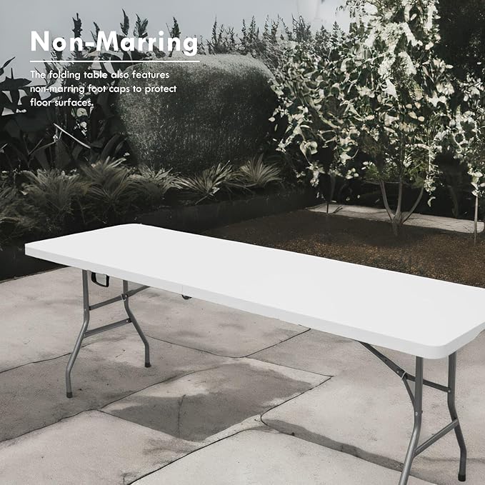 6ft Table, Foldable Table with Foldable, Easy to Carry, for Family Gatherings, Outdoor Gatherings, Indoor
