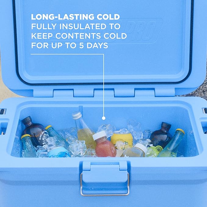 Coleman Pro Heavy-Duty 55qt Wheeled Ultra-Light Premium Hard Cooler, Extra-Thick Insulation Keeps Ice up to 5 Days, 92-Can Capacity, Heavy-Duty Wheels