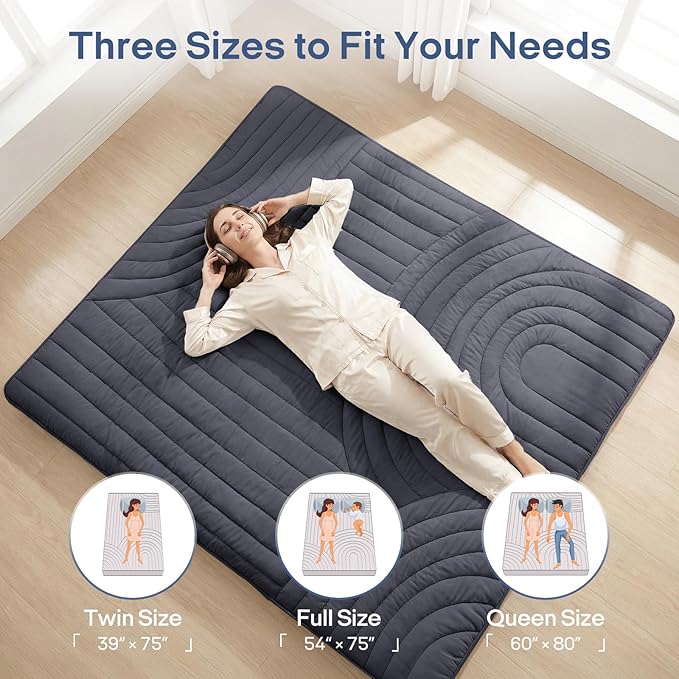 ZonLi Japanese Floor Mattress Futon Mattress, 2.5'' Thick Tatami Mat Foldable Mattress, Twin Size 80''x39'' Japanese Bed Sleeping Pad for Adults, Bedroom Dorm Camping