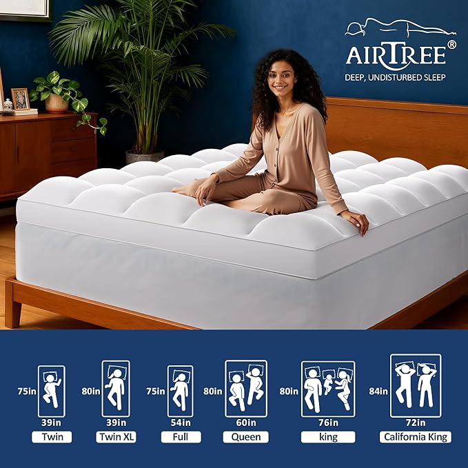 Twin Size Dual Layer 4 Inch Memory Foam Mattress Topper, 2 Inch Cooling Gel Memory Foam and 2 Inch Thick Soft Quilted Pillow Top Mattress Pad Cover, 8-24 Inch Deep Pocket for Back Pain