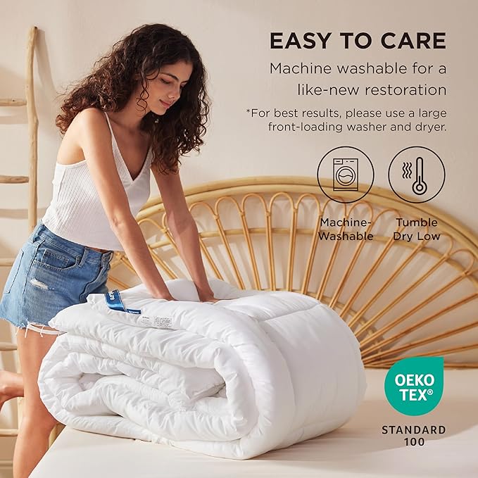 Bedsure Comforter Duvet Insert - Quilted Comforters Full Size, All Season Duvet, GentleSoft Down Alternative Bedding, with 8 Tabs, Gifts for Women/Men, White, Full 86 x 82 Inches