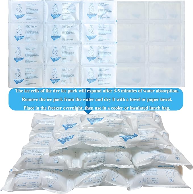 Reusable Ice Packs for Coolers - 10 Sheets(12 Large Ice Cells per Sheet) | Long-Lasting Cold Ice Packs for Shipping Frozen Food & Perishables | Freezer Packs for Lunch Boxes & Insulated Bags