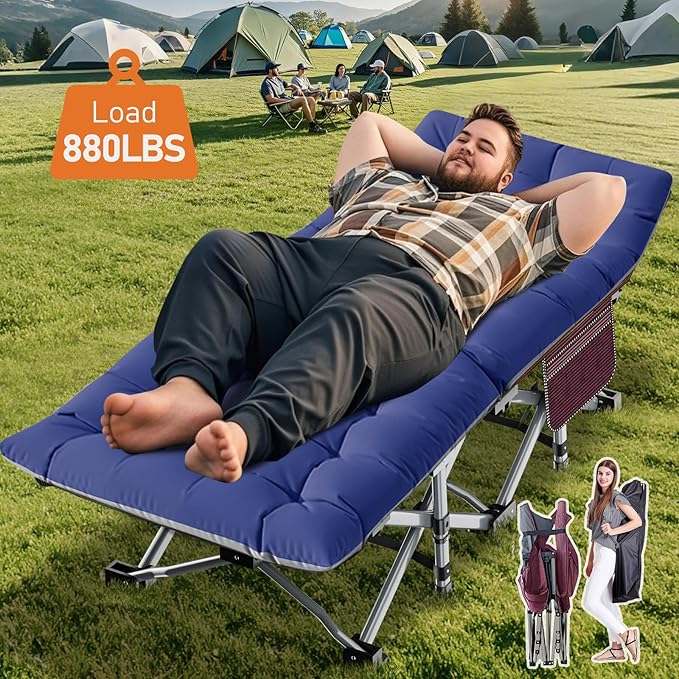 ABORON Camping Cot for Adults, Folding Sleeping Cot with Mattress, 500 lb Capacity Heavy Duty Outdoor Folding Sleeping Bed, Portable Cot Bed for Camping, Indoor Guest Use, Home & Travel