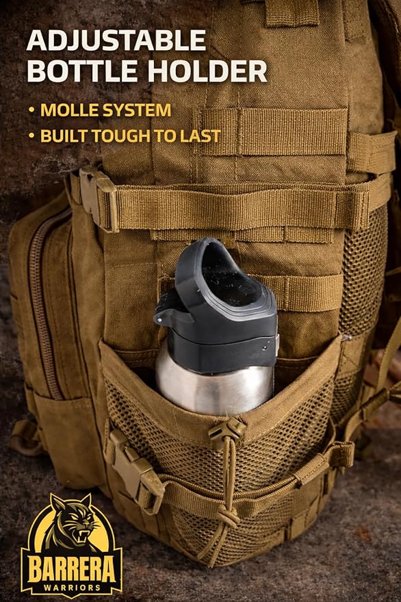 Tactical Backpack 25L Military MOLLE Assault Pack – Waterproof EDC Backpack for Hiking, Camping, Travel & Survival Gear, Bug Out Bag (Coyote Brown/Military Tan)