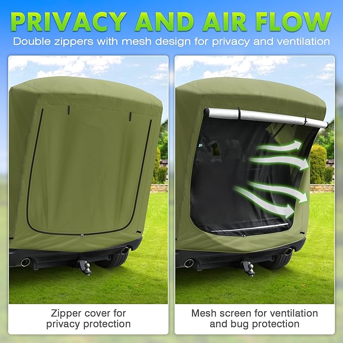 SUV Tailgate Tent with Awning - Waterproof SUV Tents for Camping, Car Hatchback Truck Roof Canopy Sun Shade Privacy Shelter for Outdoor Travel, Universal Fit Most SUV