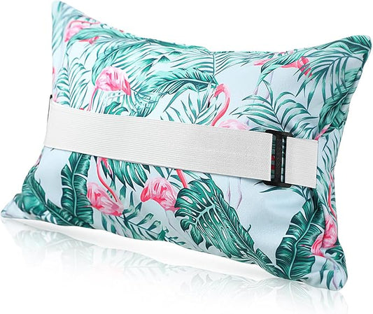 Menkxi Inflatable Beach Pillow with Removable Cover Outdoor Pool Pillow Beach Chair Pillows for Sand Inflatable Camping Pillow for Travel Vacations, Tropical Flamingo