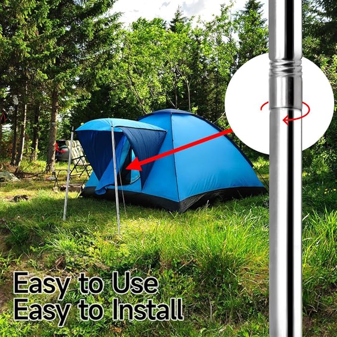 SANLIKE Tent Poles for Tarp, 6.6' Tarp Poles Set of 2, Tent Poles Replacement, Telescoping Pole, Canopy Poles, Camping Poles for Rooftop Tents, Trekking Pole Tent for Trailor, Rain Fly, Camper, Awning