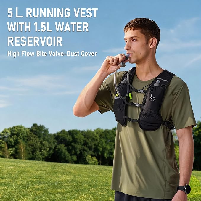 N NEVO RHINO Small Running Vest for Women Men, Lightweight Hydration Vest with Water Bladder 1.5 Liter, Hydration Backpack for Trial Hiking Cycling Jogging