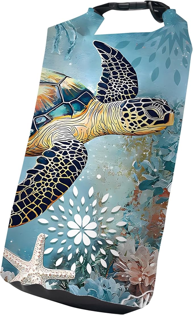 Waterproof Dry Bag Marine Dry Bags for Kayaking Hiking Sea Turtle Nautical Starfish Backpack Roll-Top Closure Bag - Backpack Waterproof Phone Case 5L
