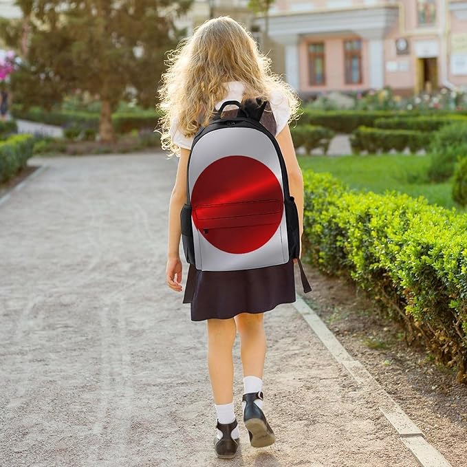 Polyester Daypack Backpack for Sports Travel Running, Big Capacity Anti-Theft Multipurpose Carry On Bag, Flag Of Japan Laptop Book Bag Rucksack