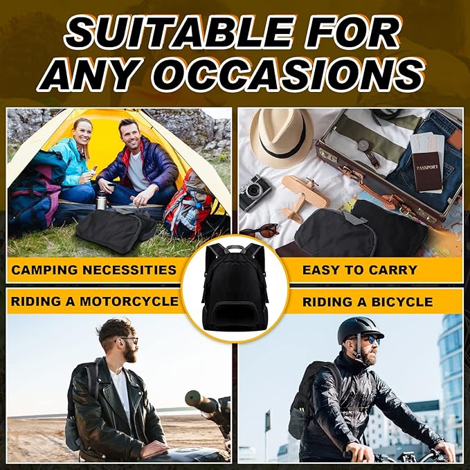 Dunzy 12 Pcs 20l Foldable Backpacks Bulk Lightweight Basic Back Pack Wholesale for Homeless Donation Corporate Events Travel Camping (Black)