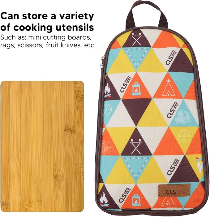 TOPINCN Cooking Utensils, Pouch Polyester Fabric Camping Cookware Travel Storage Bag, Outdoor Large Space Cookware Kit Bag(C)