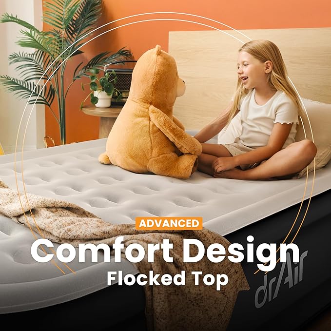 Full Air Mattress with Built-in Pump, 18" Raised Blow Up Mattress, 600 lbs Max Honeycomb Air Bed, 48Hr Leak-Proof Test, 3min Inflatable Mattress for Home, Guests, Camping, Colchones inflables