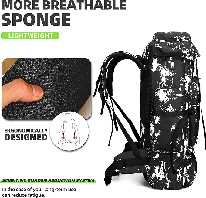 King'sGuard 70L Camping Hiking Backpack for Men Women Large Military Tactical Backpack Molle Rucksack Backpack for Outdoor
