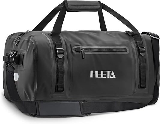 HEETA Waterproof Motorcycle Dry Bag, Waterproof Duffel Luggage Travel Bags with Zippered Closure & Pocket, Shoulder Straps, Large Space for Motorcycling Camping Commuting Boating (Black, 30L)