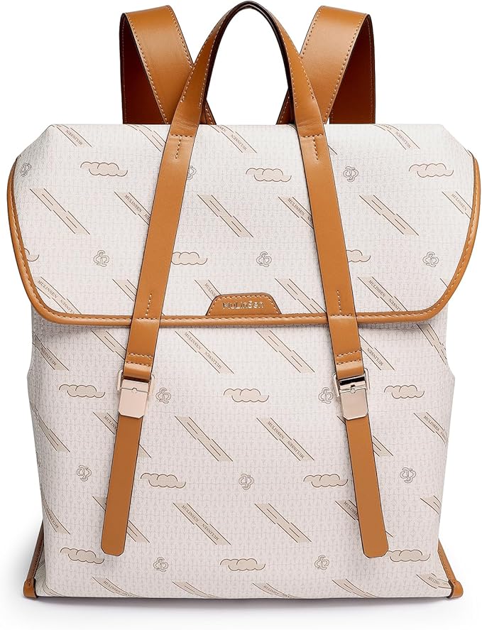 Large Backpack Purse for Women and Men Anti-theft PU Leather Fashion Designer Vintage Rucksack Travel Shoulder Bags Convertible Camping School Bussiness College 209B Beige