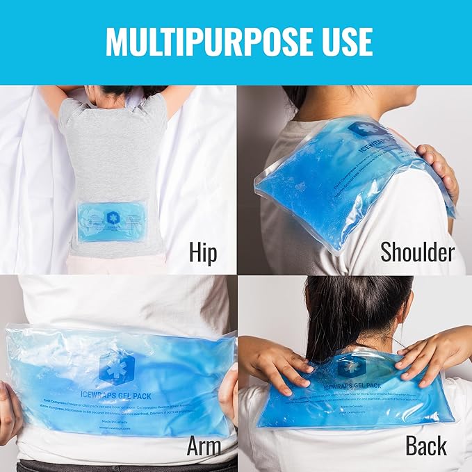 ICEWRAPS 6"x12" Flexible Gel Reusable Ice Packs for Injuries, After Surgery and Pain Relief | Neck, Knee, Hip, Back and Shoulder | Hot Cold Compress Swelling | 2 in a Pack, Blue