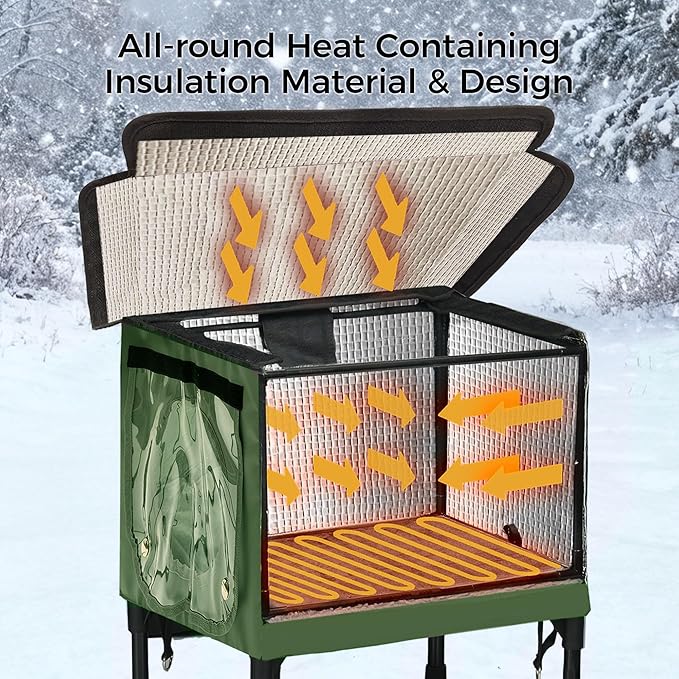 Heated Cat House for Outside, Outdoor Cat House Featuring Escape Door in Winter, 100% Waterproof Cat Shelter with Heating Pad for Community Cats, Strays, and Ferals, Insulated Warming House