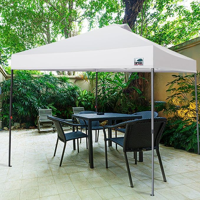 Eurmax USA NOMATTER ONE-Person Open&Close 10x10ft Pop Up Canopy Tent，Portable Shelter Canopy for Outdoor Events，Instant Canopies, Temporary Sunshade,Bonus 4 Sand Bags(White)