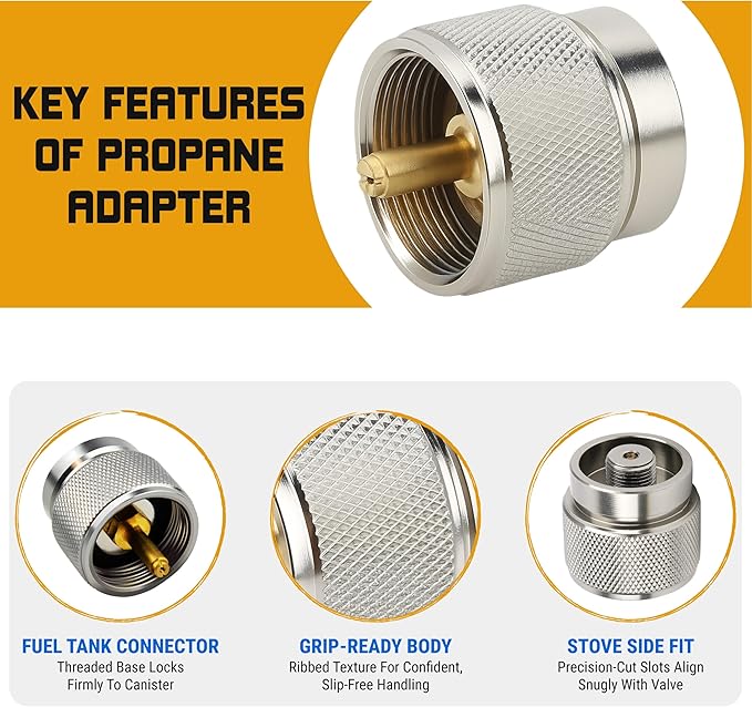 Roamix 4PCS Multi Fuel Gas Adapter Set - EN417 Lindal Valve & Butane to Propane Adapter for Camping Stove with Carrying Bag