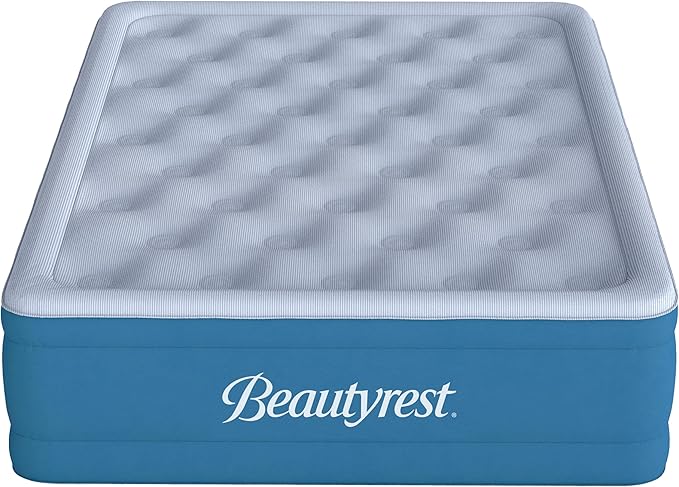 Beautyrest Comfort Plus, Full Size Air Mattress with Built-in Pump, Raised Inflatable Bed, Cooling Vent Topper, Puncture-Resistant Vinyl, 700lb Support, Guest and Camping Airbed, 3-Year Warranty