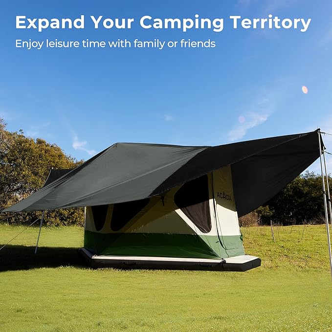 ACACIA Canopy 4 Person for Space Acacia Camping System, PU2000 Waterproof Camping Tarp for 4 Season Camping, UPF50+ Sunproof Tent Tarp with 4 Telescoping Poles, Carry Bag, Summer Night