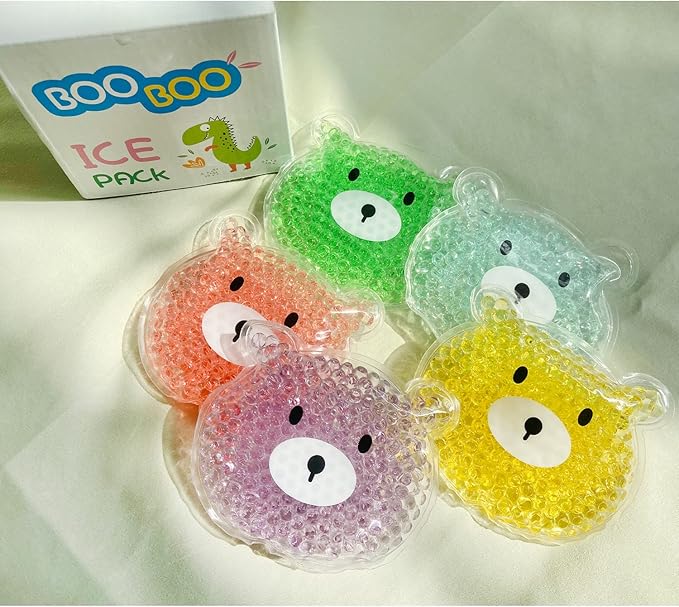 5 PCS Boo Boo Ice Packs, Kid Reusable Ice Pack, Auxiliary Fever Reduction, Hot Cold Pack for Kids Injuries, Wisdom Teeth, Baby Colic, Gas and Upset Stomach, Pain Relief, Fever, Headaches
