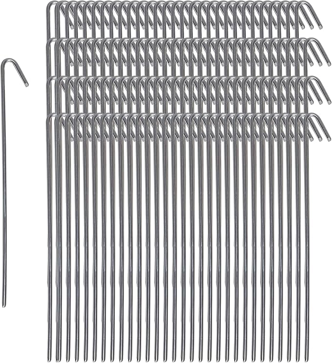 Pinnacle Mercantile 120 Pack Tent Stakes Metal Garden Edging Fence Hooks Pegs Christmas Decoration Stakes Made USA 9 inches Long
