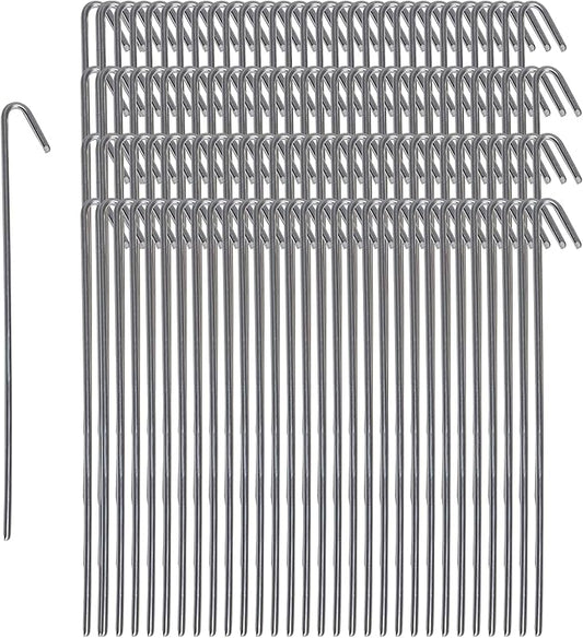 Pinnacle Mercantile 120 Pack Tent Stakes Metal Garden Edging Fence Hooks Pegs Christmas Decoration Stakes Made USA 9 inches Long