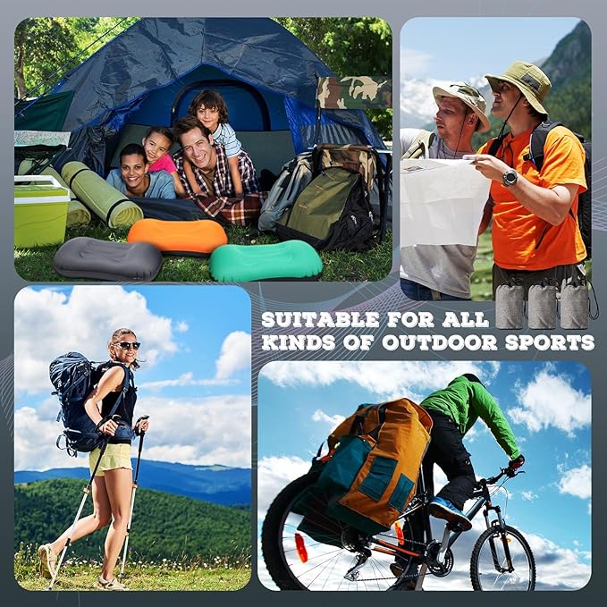 Yulejo 3 Pcs Inflatable Camping Travel Pillow Ultralight Portable Backpacking Pillow for Neck Lumbar Support Camp Hiking Sleeping, 3 Colors