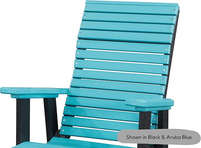 DutchCrafters Modern Horizontal Slat High Back Poly Adirondack Swivel Glider Outdoor Patio Chair (White & Cedar)