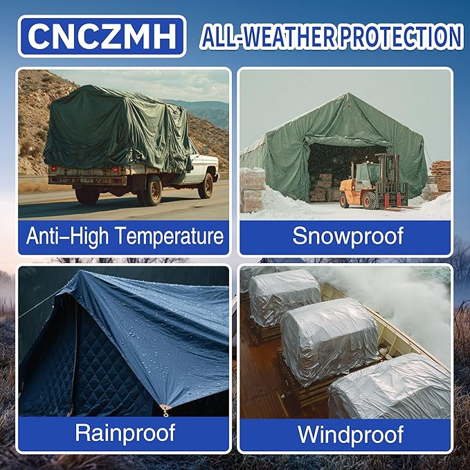 Heavy Duty Tarp Waterproof, 16 Mil Thick Finished Size Tarps Outdoor, Multipurpose Tarpaulin Cover, Small Tarp for Emergency Rain Shelter Camping (Green, 8x10ft)